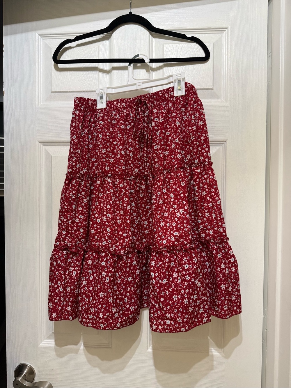 Red Floral Tiered Skirt